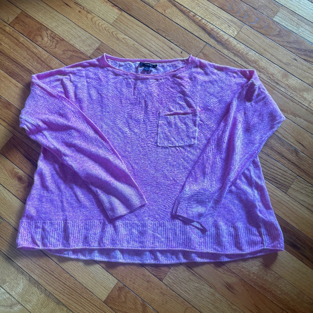Pink Cropped Linen Pullover from J.crew